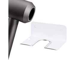 Wandgemonteerde föhnhouder – Badkamer accessoire – Met schroeven – Wit – Opbergsysteem – Geschikt voor Dyson Supersonic föhn – Montage aan de muur.