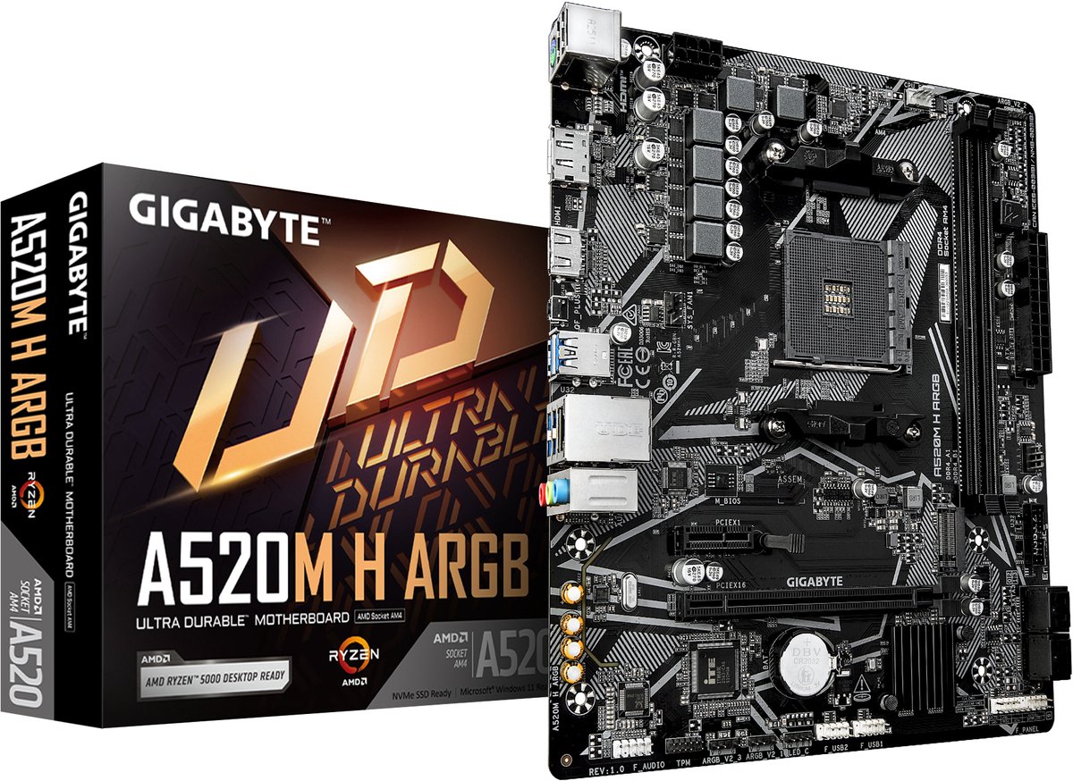 GIGABYTE A520M H ARGB Moederbord