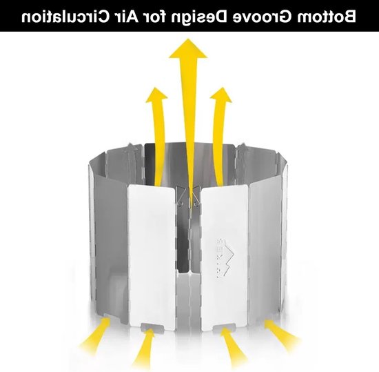 Lichtgewicht opvouwbare aluminium windscherm voor gasfornuis, bescherming tegen wind, ideaal voor kamperen, barbecue en buitenshuis koken van Merkloos — afbeelding 5