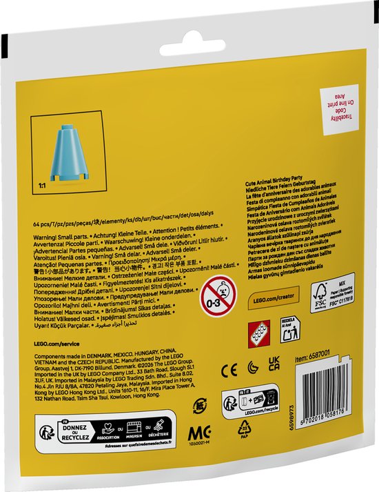 Achterkant van de LEGO Creator verpakking met productinformatie.