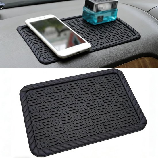 Antislipmatten voor autodashboard - Hittebestendig PVC, Ideaal voor Brillen, Telefoons en Ornamenten - 2 Stuks (Zwart)