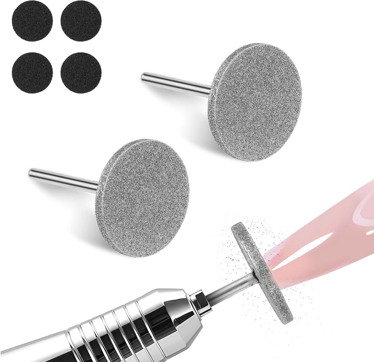 Professionele Nagelvijl Set met 2 Stuks Slijpwielen en 4 Stuks Voetvijl Schuurpapier voor Pedicure en Manicure Accessoires