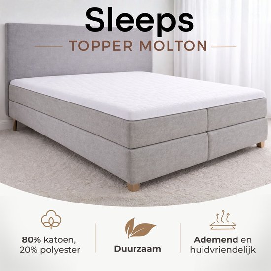 Sleeps Topper Molton Matrasbeschermer Hoeslaken Stretch - 180x210 cm
