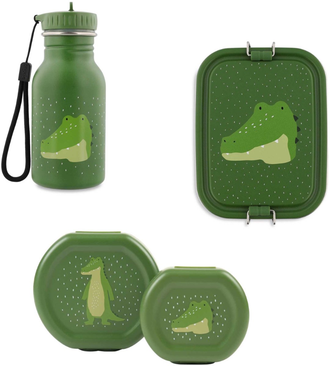 Bundel Trixie Back to School set - Lunchbox/Snackdozen/Drinkfles 350ml - Mr. Alligator