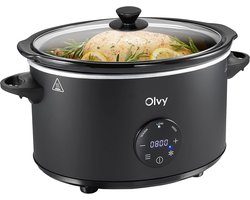 Olvy Digitale Slowcooker met Timer - Incl. Slowcooker e-kookboek - PFAS-vrij - 6 Liter - Keramische binnenpan
