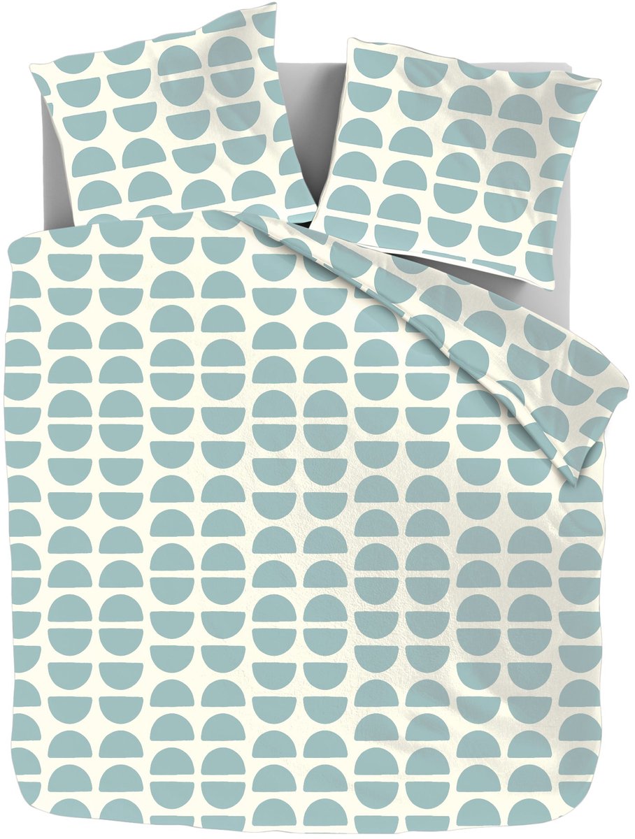 Dekbed-Discounter - Fresh and Co Dekbedovertrek 140 x 200/220 cm - Korte instopstrook - Wasbaar op 40 graden - Inclusief 1 kussensloop - Half Circles