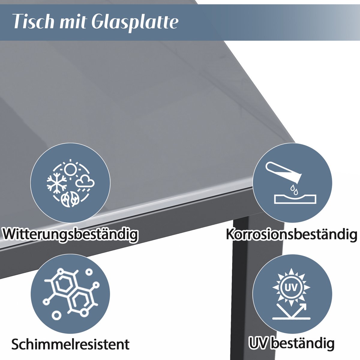 BLACKCOLORS Tuin-eetset 8 pers: hoekbank met glazen tafels thumbnail 5