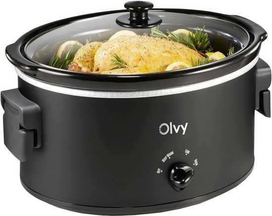 Olvy Slowcooker 6L Keramisch met Warmhoudfunctie