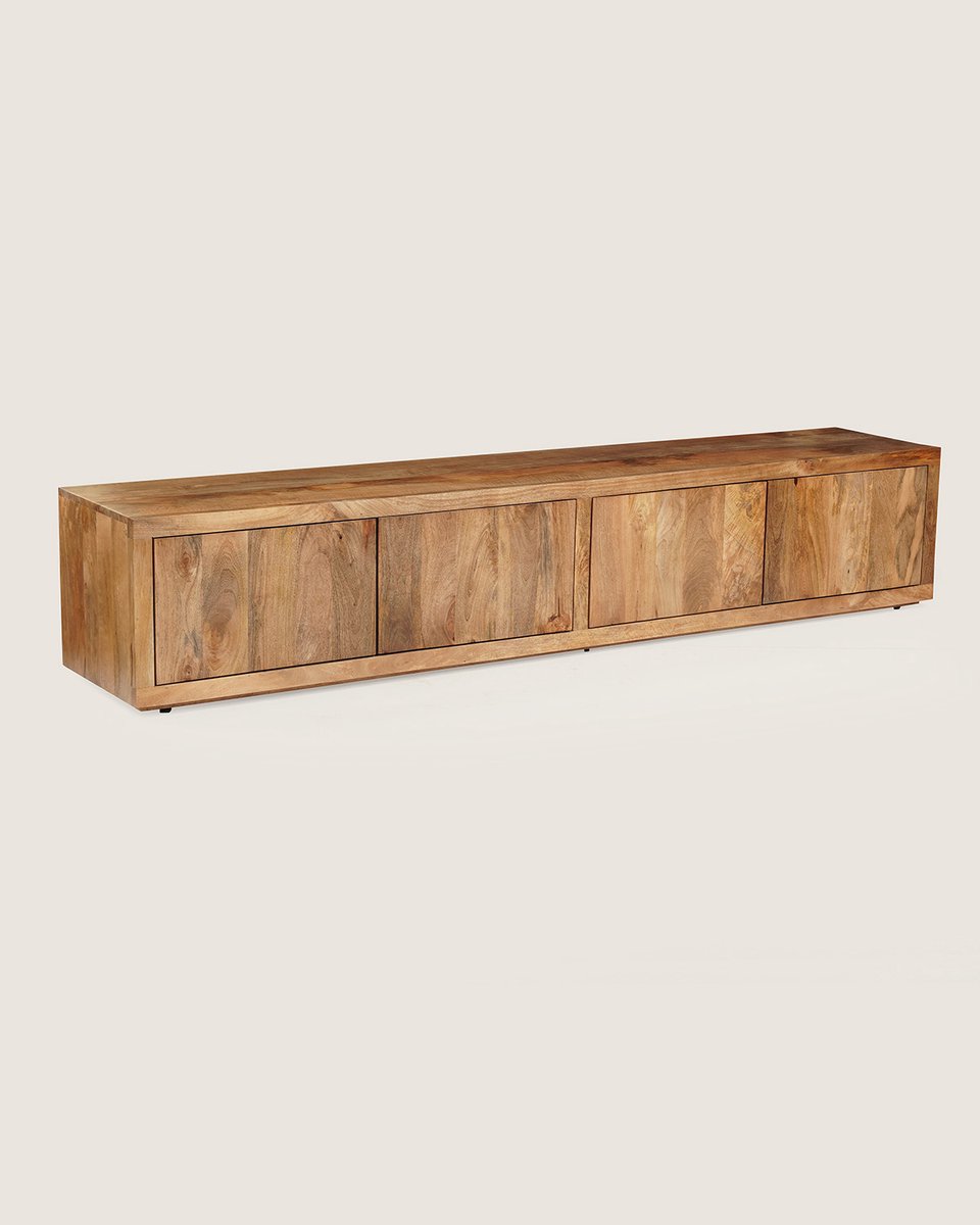 TV Meubel 210 cm Mangohout – 4 Deuren – Bruin – Landelijk