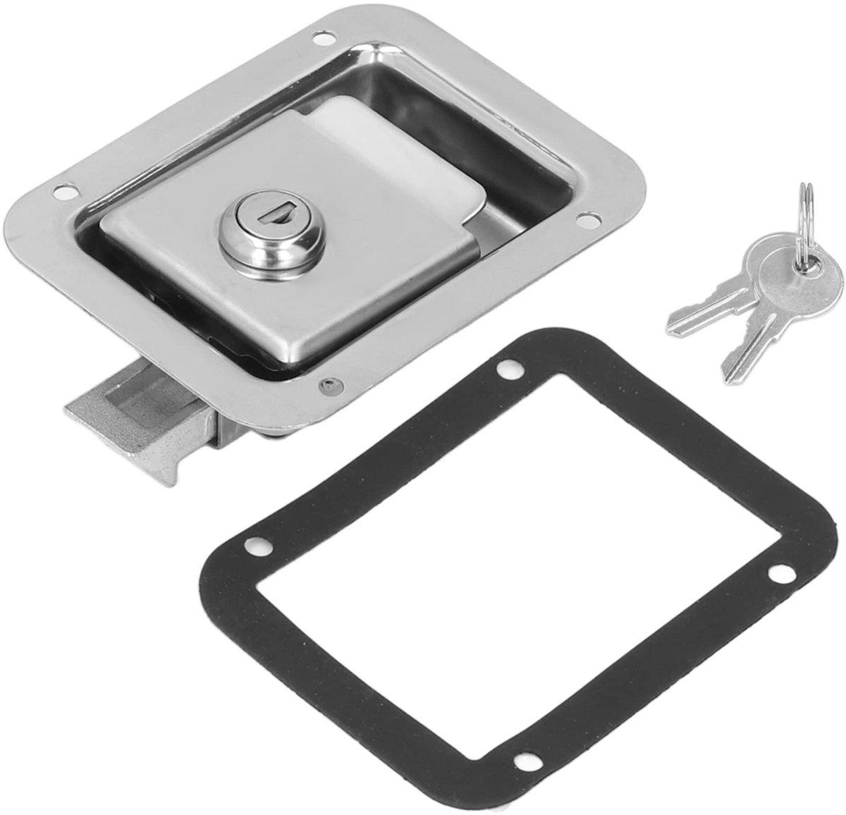 aladdien - Reizen Trailer Lock - Deurslot - Veilig en duurzaam - Zilver - Sleutels inbegrepen - Geschikt voor aanhangwagens en campers - 16 x 12...