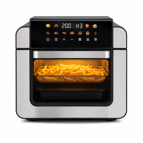 Royal Swiss® Airfryer Oven 15L XXL – Heteluchtfriteuse – 1800W – 9 Programma’s – PFAS Vrij – Inclusief Accessoires