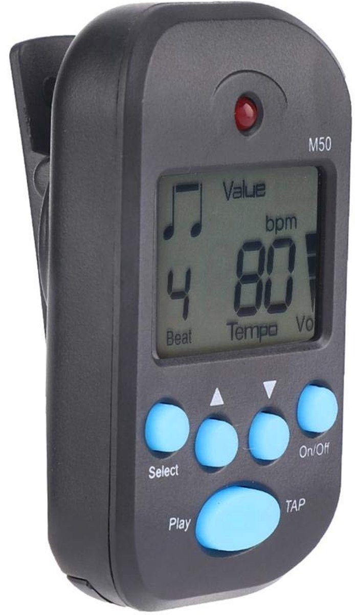 ONF3 - Digitale Metronoom - Mini LCD M50 - Compact en lichtgewicht - Muziekaccessoires - Tempo reguleren - Geschikt voor gitaristen - Universeel...