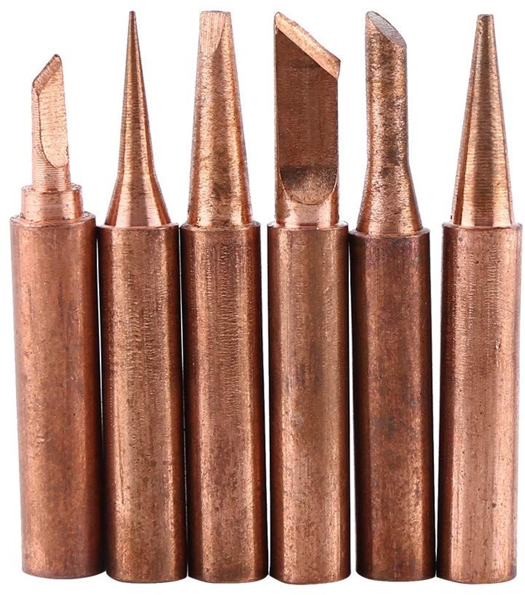 aladdien - Soldeertips Kit - 6 Stuks Vervangende Soldeerpunt - Geschikt voor Loodvrij Solderen - Diverse Vormen - Hoogwaardige Soldeertips