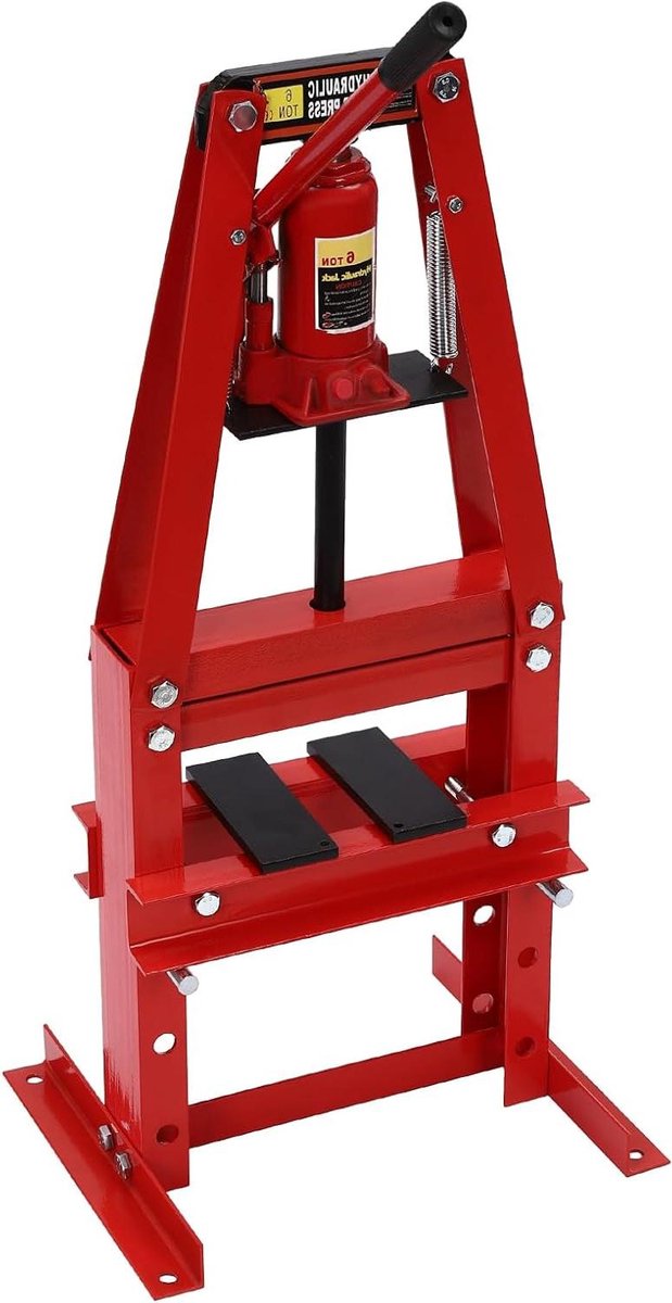 Hydraulische Pers - Werkplaatspers - Onderdelen Monteren - 6 Ton Capaciteit - 74.5 cm Hoog - Rood