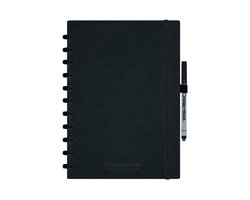 Correctbook A4 Uitwisbaar Notitieboek – Ink Black Kunstleer Hardcover – Gelinieerd – Herbruikbaar schrift – Inclusief pen & wisdoekje – Aanvulbaar met extra pagina’s