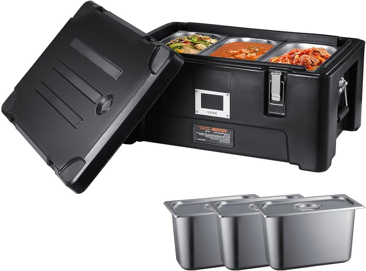 Voedsel Transportbox - Isolerende Hittebox - Catering en Bezorging - Non-elektrische Temperatuurbehoud - 36 Liter Capaciteit - Zwart