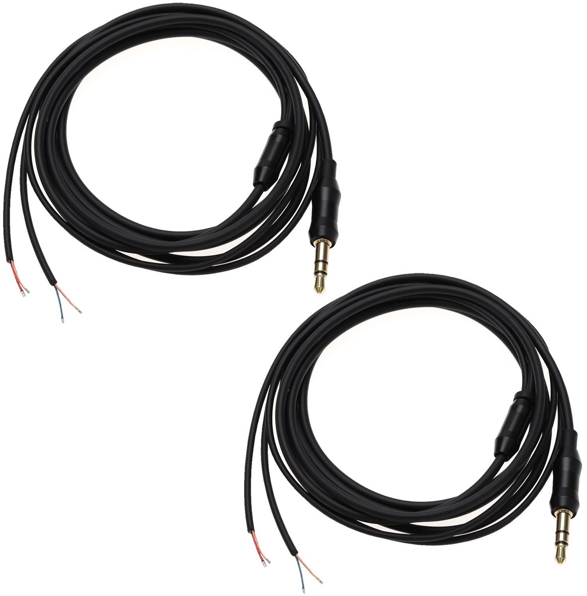 aladdien - Hoofdtelefoon reparatie kabel - 3,5 mm jack connector - Zwart - Audio kabel - 2 stuks - Geschikt voor hoofdtelefoons