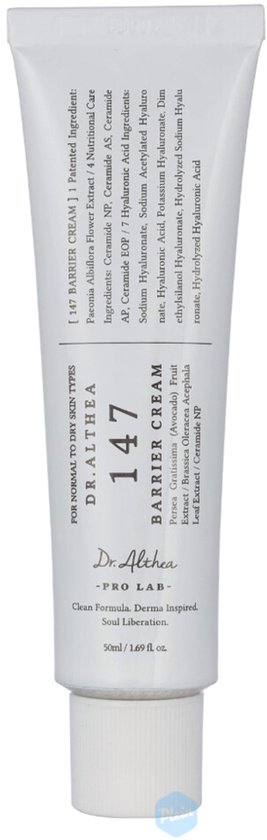 Tube blanche avec "DR. ALTHEA 147 BARRIER CREAM" inscrit.