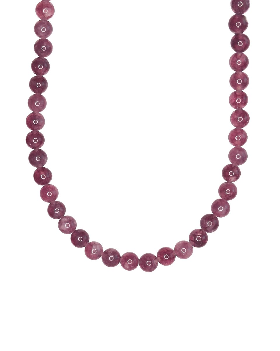 Ava & Imber | Laeta Ketting Lepidoliet | Paarse Kralenketting met Gouden Slotje | 44cm Ketting met Kralen | 18k PVD Gecoat Stainless Steel | Geleverd in Sieradenzakje
