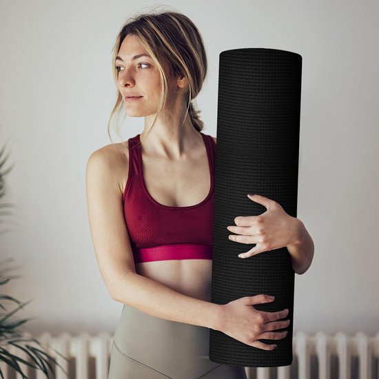 Yogamat - Fitnessmat Pilates - Thuis sporten - Antislip 4mm dik - Incl draagriem - Monochroom van Yogamat — afbeelding 5
