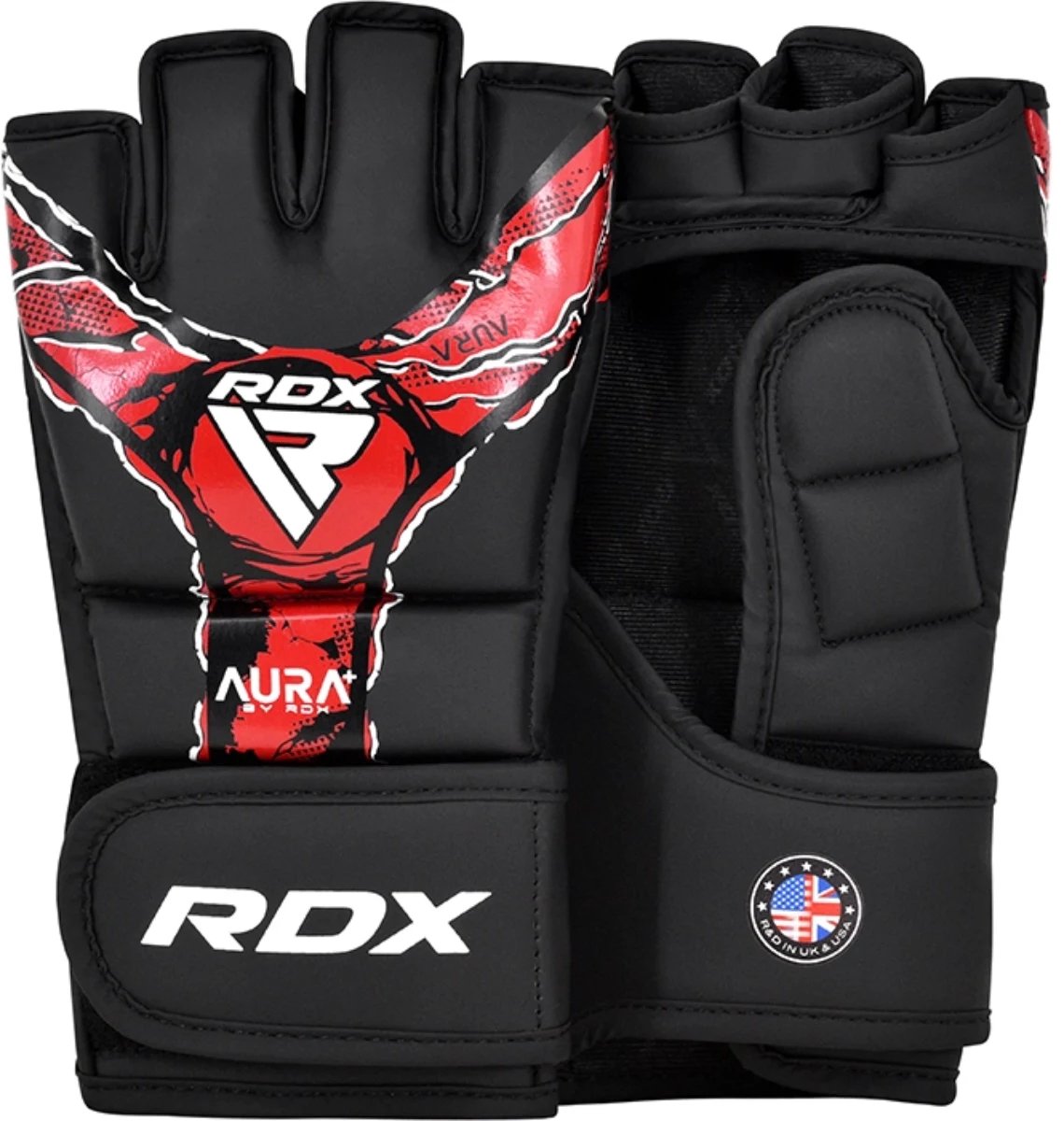 RDX Sports Grappling Gloves Aura F17 Zwart Met Rood