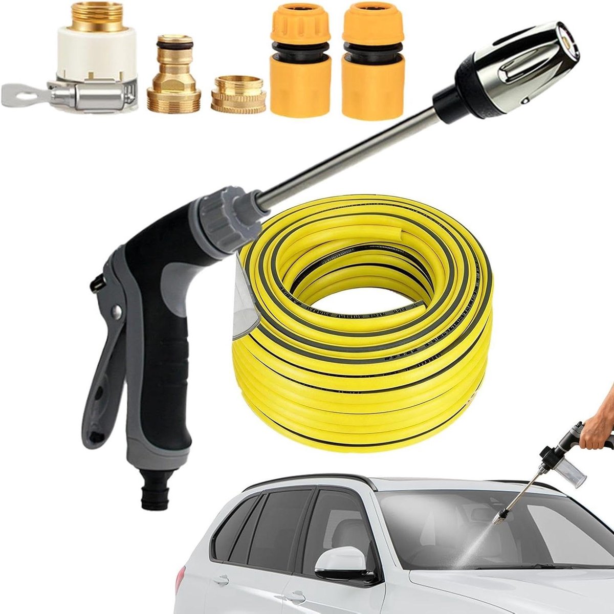 Hogedrukreiniger - Waterpistool Kit - Auto Tuin Wassen - Verstelbaar Mondstuk - 267 x 135 cm - Zwart