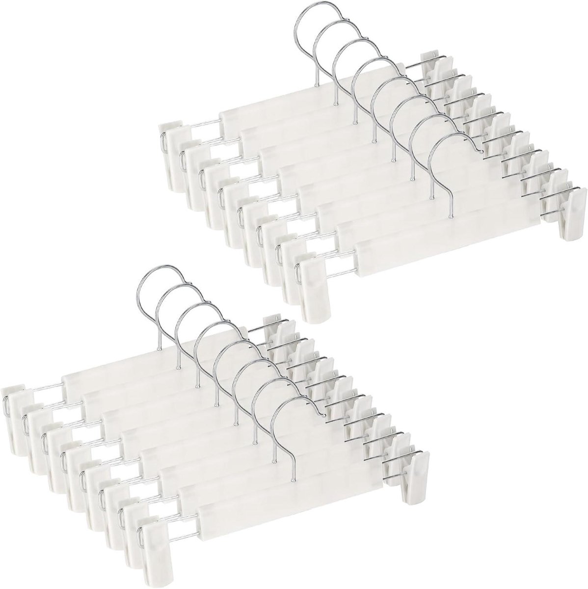 Broekhangers - Klembeugels Rokken - Garderobe Ordenen - Verstelbare Clips - 30 cm - Wit