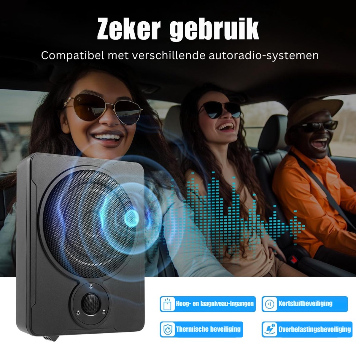 HEZIVO® Underseat Subwoofer - Actieve Luidspreker Auto - Bassbox - 600W – foto 5