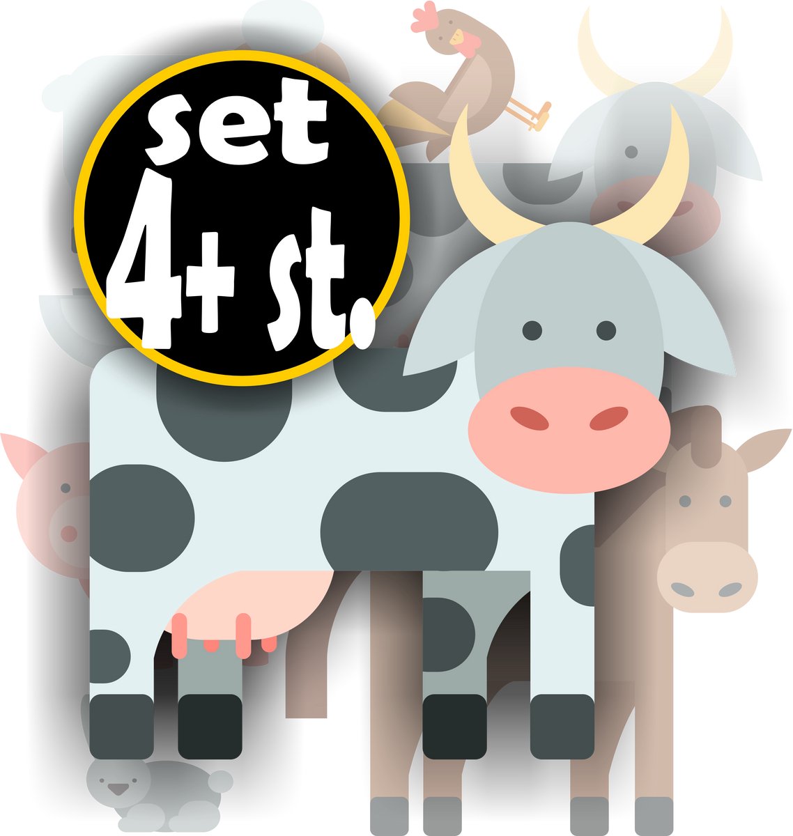 JERMA - Bakfiets - Stickers - Boerderij dieren - 9 st. - div. maten - Weerbestendig - Zelfklevend