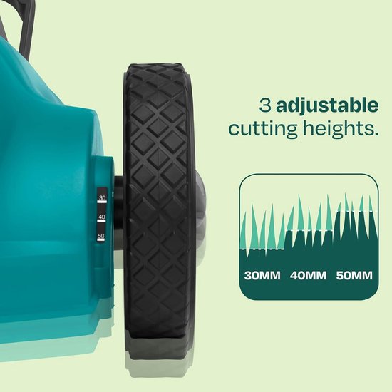 Accu grasmaaier - Kleine tuinmaaier - Gazononderhoud - Mulchfunctie - 22 cm maaibreedte - Groen — afbeelding 2