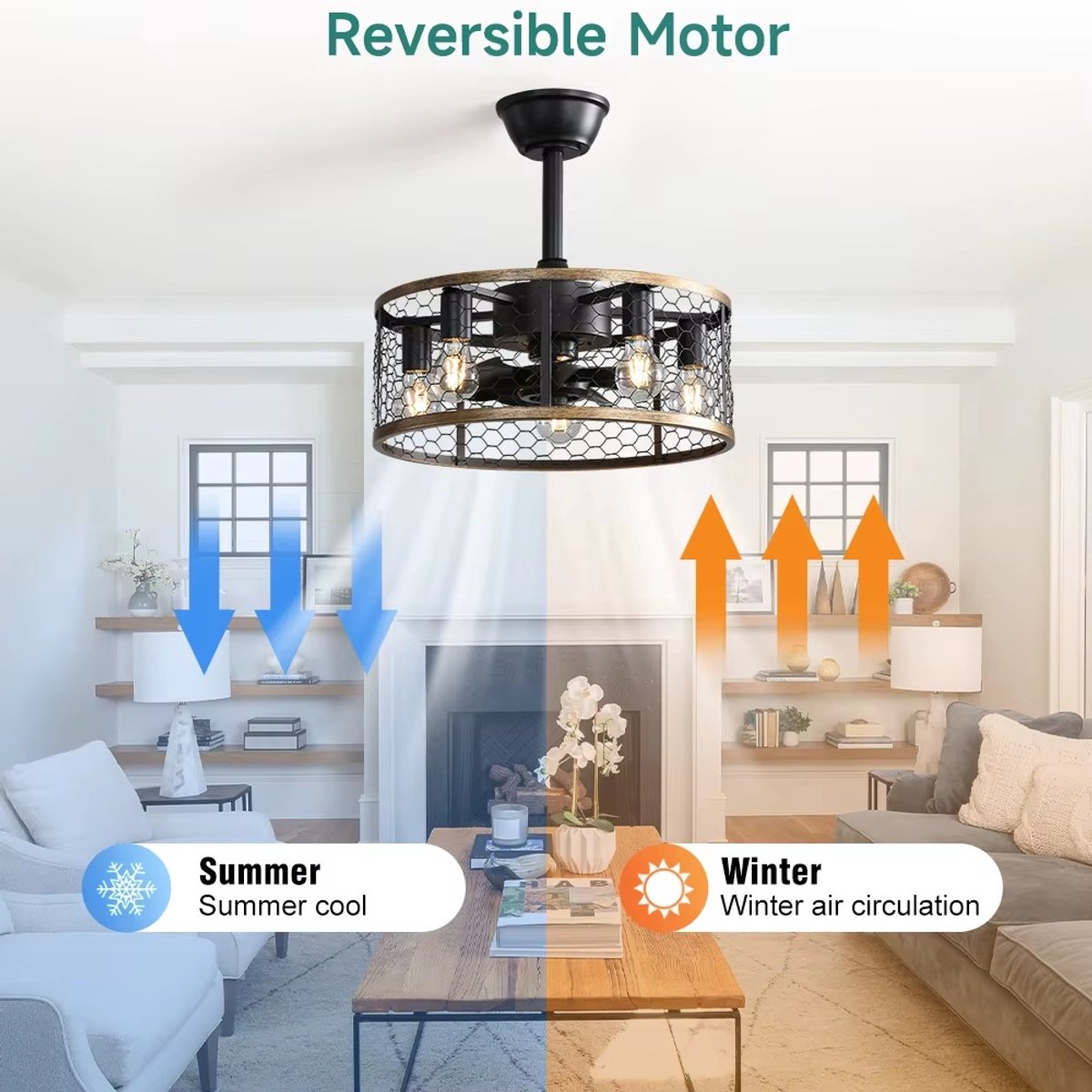 Equivera Plafonniere met Ventilator - Plafondventilator - Plafondventilator Afstandsbediening - Plafondventilator Slaapkamer - Plafond Ventilator met Verlichting - Plafondlamp - Plafonniere - Ideaal voor in uw slaapkamer! thumbnail 3
