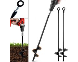 Set van 2 Grondankers - 46cm Zware Uitvoering - Grondpen met 7cm Spiraalblad - Stormbeveiliging voor Trampoline, Speeltoestel, Carport & Partytent - Massief Staal - Inclusief Afneembare Oogringen - Zwart