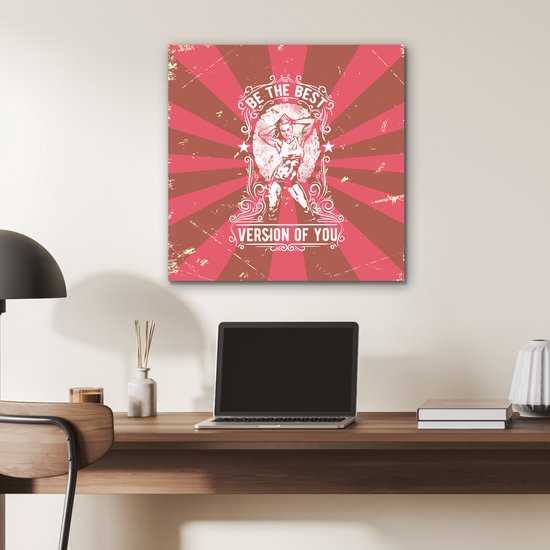 Décoration murale Métal - Aluminium Peinture Industrielle - Vintage - Femme - Sport - 50x50 cm - Dibond - Photo sur aluminium - Décoration murale industrielle - Pour le salon / chambre