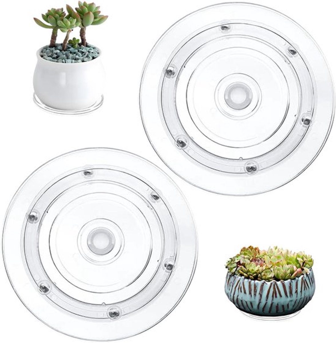 Universele Draaibare Draaischijven voor Tafel - Transparant 15 cm - 360 Graden Roterend - Multifunctioneel - Laptop Monitor