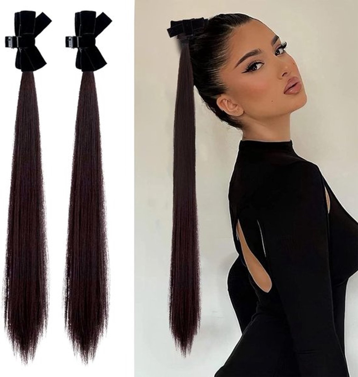 Paardenstaartverlenging 40 cm clip haarstuk damesstyling
