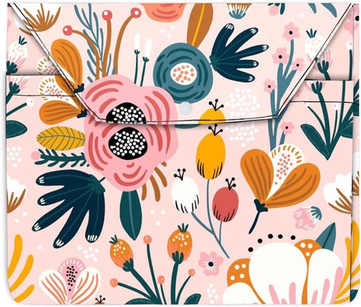 Boekomslag met bloemenmotieven en knoop, wasbaar en waterdicht voor zakboeken