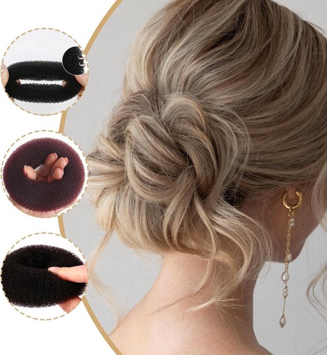 Set van 3 donuts voor knot haaraccessoires in verschillende maten