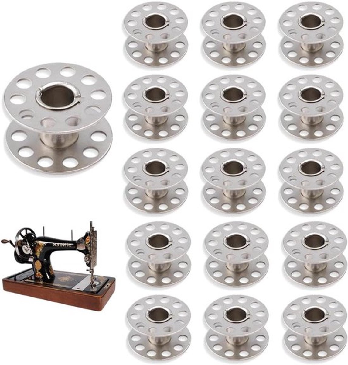 Metalen Spoelen voor Naaimachines - 16 Stuks, Universeel Geschikt