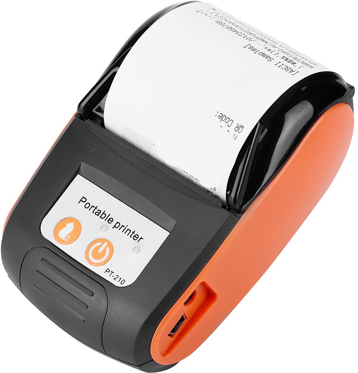 aladdien - Draagbare Thermische Bonprinter - Bluetooth Printer - Compact en Draadloos - Oranje - Labels en Bonnen - Geschikt voor Android