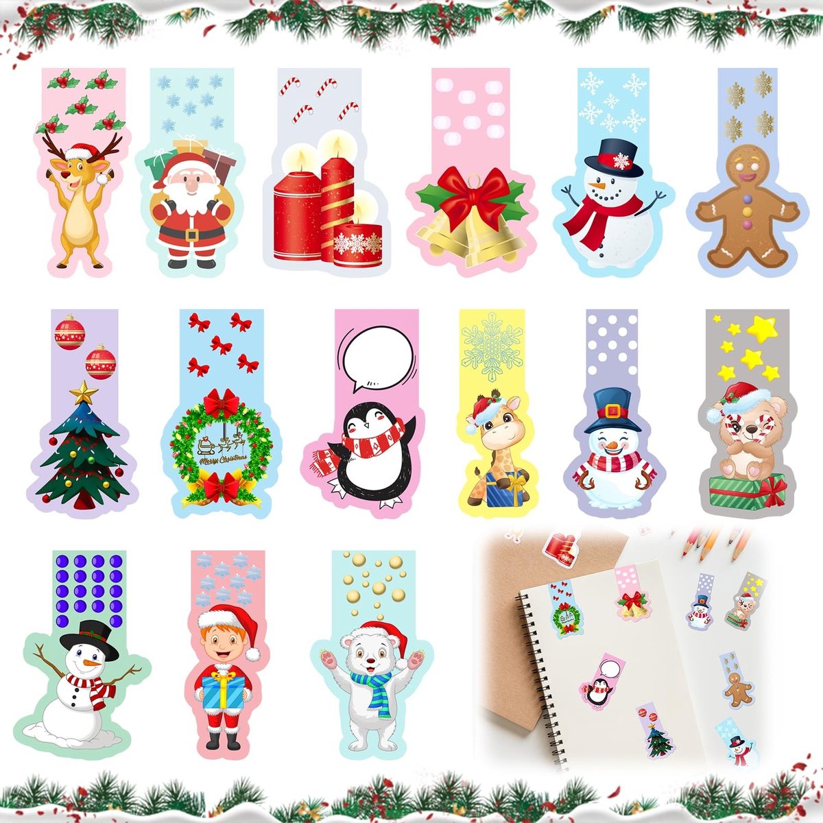 aladdien - Boekenleggers voor kinderen - Kerstmagnetische bladwijzers - Kleurrijk en gepersonaliseerd - 30 stuks - Perfect voor kerstcadeaus - Gesch..