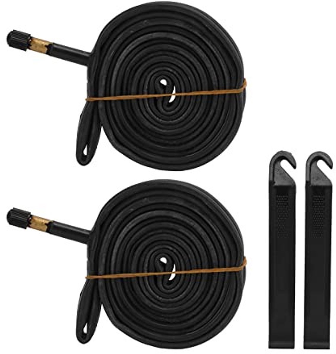 aladdien - Fiets Binnenband - 700x23C - Hoogwaardige Rubber - 48mm Schrader Ventiel - Inclusief 2 Bandenlichters - Vervanging Binnenband - Geschikt ..