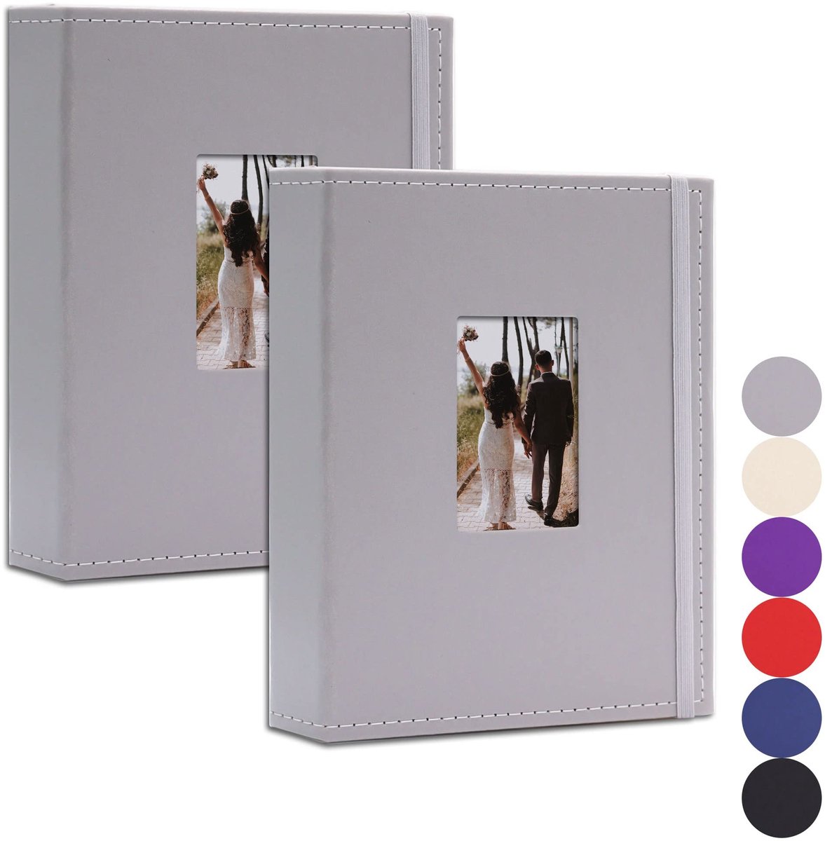 aladdien - Fotoalbum - Polaroid Fotoalbum - Ideaal voor Herinneringen - Grijs - Geschikt voor Fujifilm Instax Mini - 2-pack