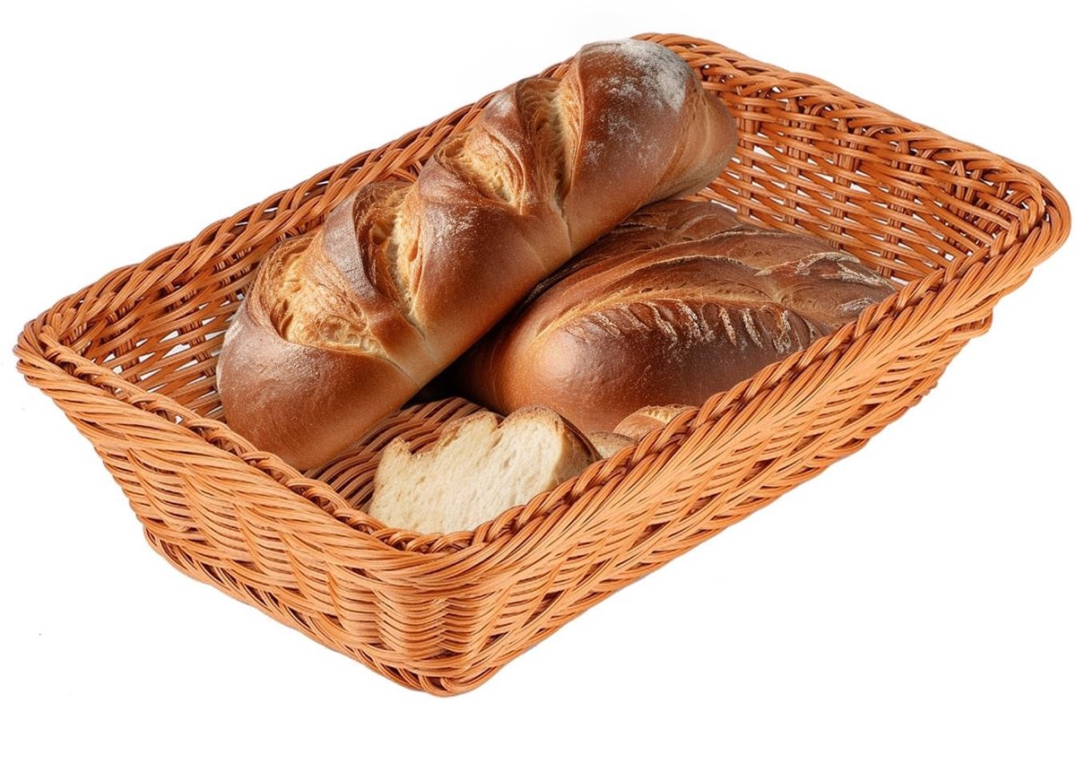 ONF3 - Rechthoekige Imitatie Rotan Broodmand - Voedsel Serveermand - Bruin - Opbergmand voor Brood en Fruit - Geschikt voor Keuken en Eetkamer