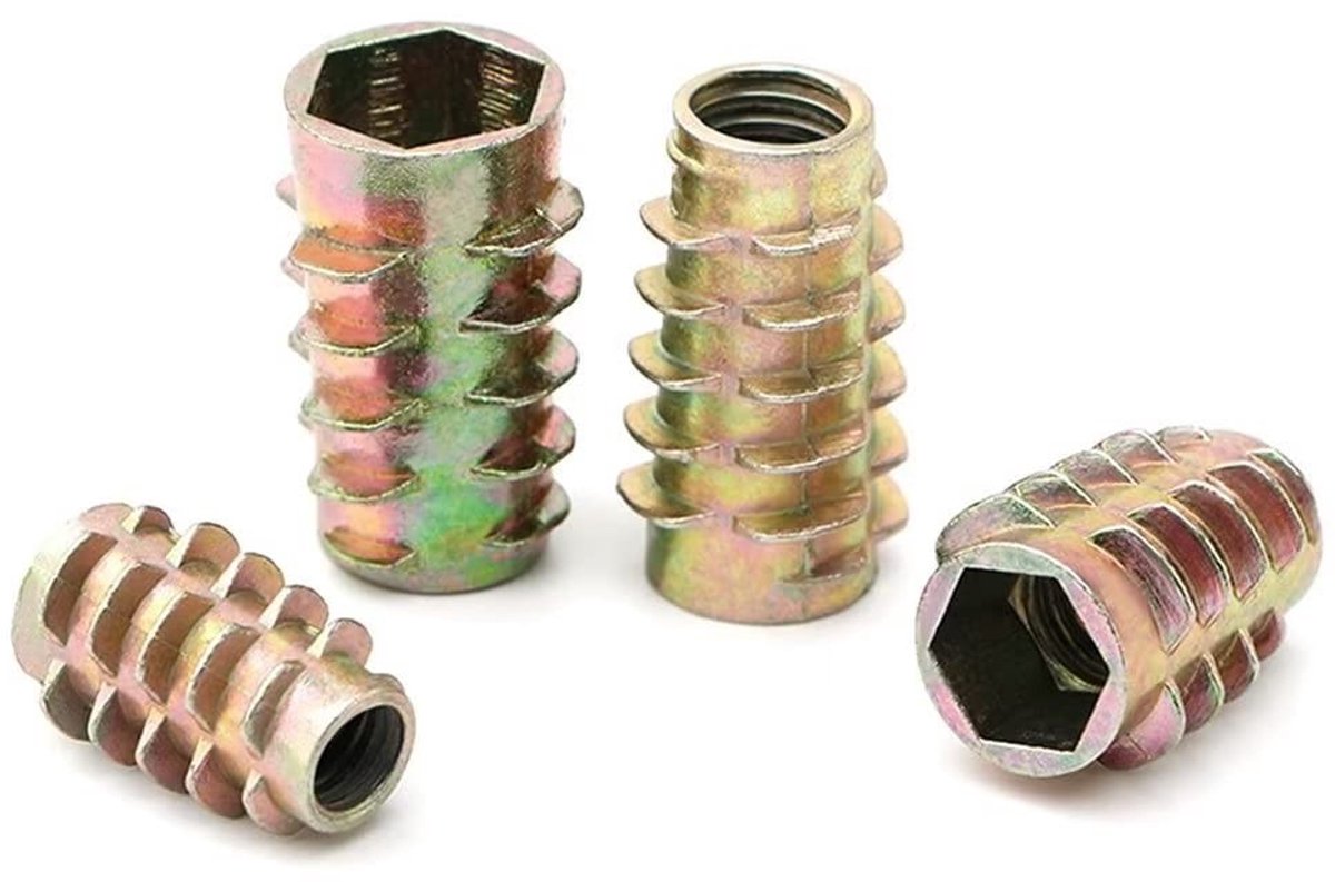 aladdien - Schroefmoeren voor meubels - Zeskantmoer met schroefdraad - M8 x 15 mm - 10 stuks - Meubelinzetmoeren - Voor stevige bevestiging