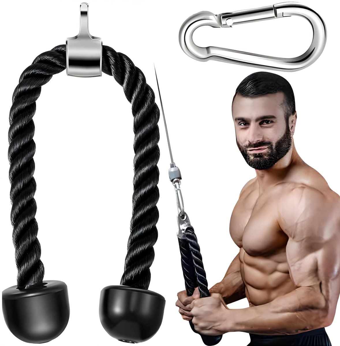 Retoo Nylon Tricep Rope met Dubbele Handgrepen - Ideaal voor Thuis en Gym