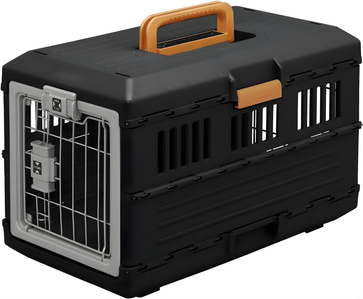 KAD® Hondenbench voor Auto & Thuis - Opvouwbaar & Verplaatsbaar - Veilige Transportbox voor Honden - Inclusief Handvat - Zwart - 32cm x 55cm x 37cm