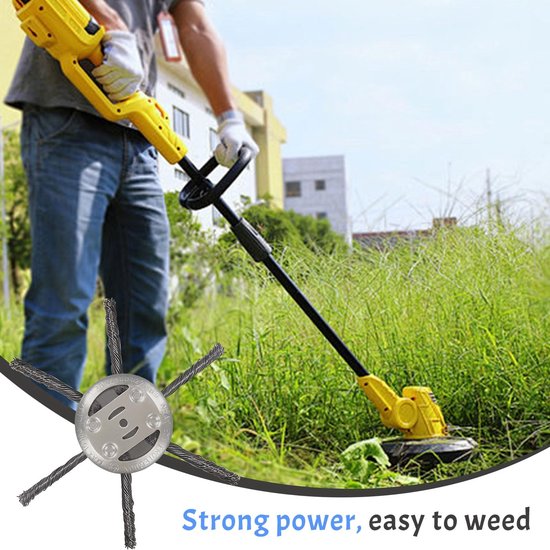 Dailygoods- Onkruidborstel Professionele Freeskop - Grastrimmer - Bosmaaier - Roestvrij Staal - 150 mm - 6 Messen - Grastrimmerkop van Dailygoods — afbeelding 2