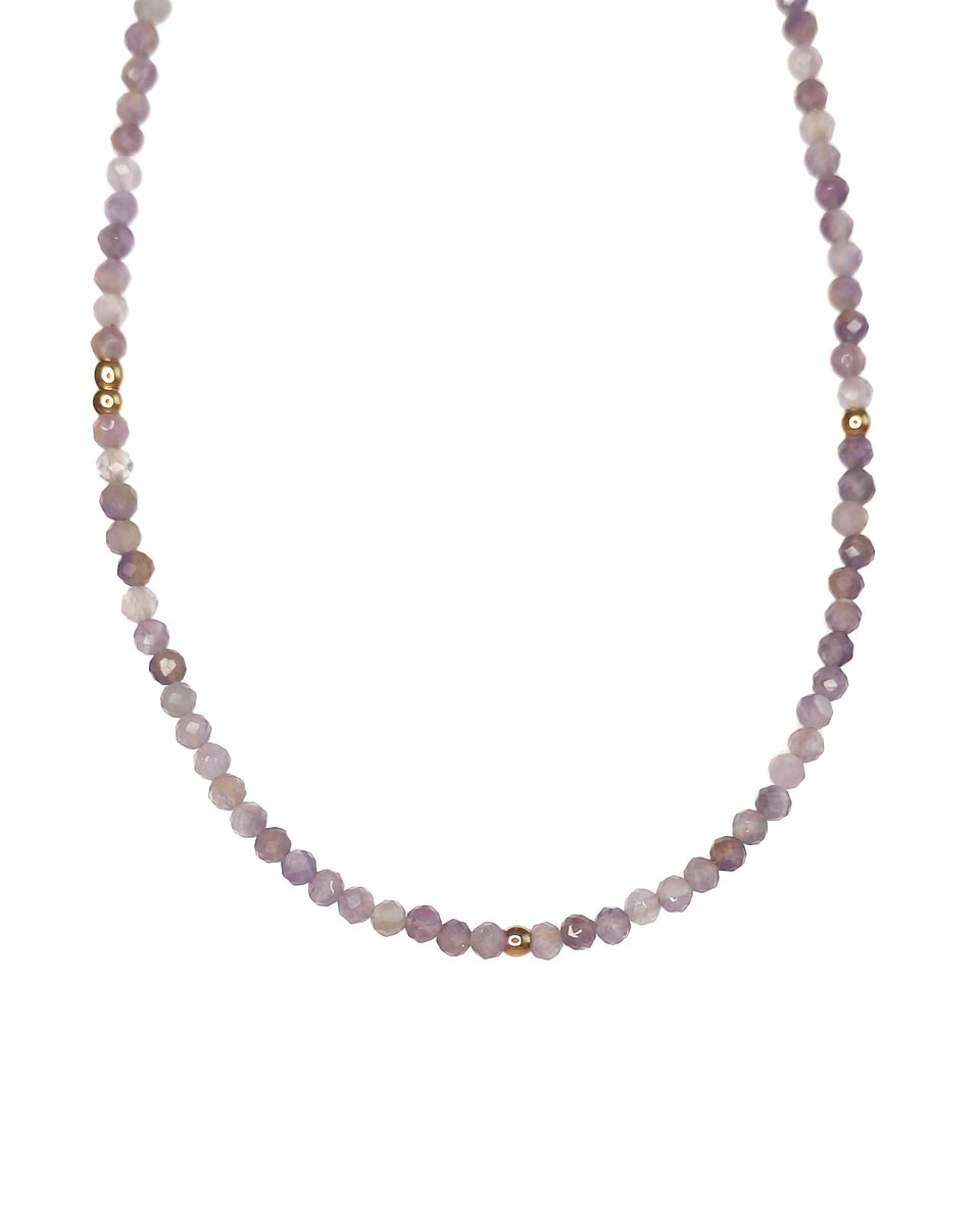 Ava & Imber | Sparkling Amethist Ketting Stainless Steel (RVS)