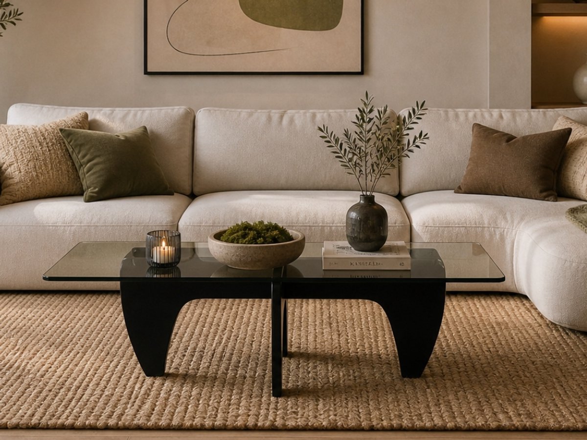 Salontafel Zwart Hout – Rechthoek Glas – Coffee Table - Tafel