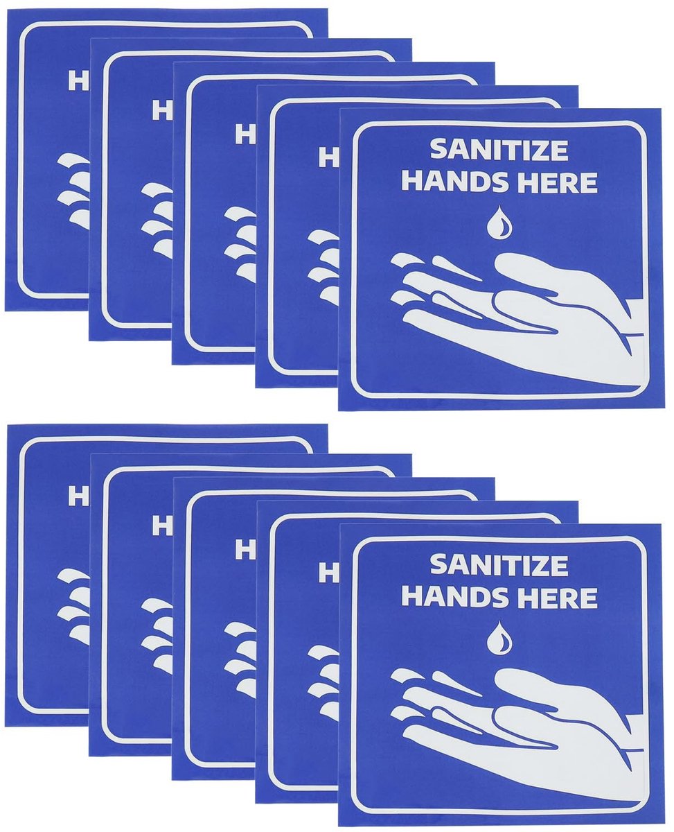 aladdien - Handen Sanitize Hier - Waterdichte Stickers - 16x6 Inch - Zelfklevende Decals - Voor Hygiëne - Compact formaat